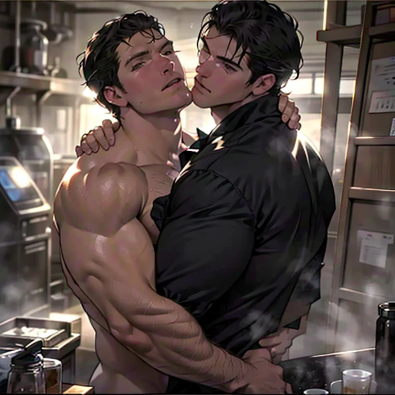 (La mejor calidad,4k,8k,Altas Resoluciones,Obra maestra:1.2),Ultra detallado,(realista,fotorrealista,fotorrealista:1.37),2 hombres musculosos desnudos,cuerpos musculosos desnudos,Abrazo apasionado,detailed muscles,damp skin,Gotas de agua relucientes,beso profundamente afectuoso,steamy environment,brazos y pechos fuertes,bathing room,gotas de agua en los cuerpos,male physique,Fraternal bond,Luz brillante,romantic mood,sombras sutiles,Toque ,Muscle definition,cabezales de ducha rociando agua,Cerca,Masculinidad cruda,energy movement,Goteo de sudor,Pristine Cleanliness,Deseos sin fin,dermal textures,cabello mojado,sensualidad convincente,physical vulnerability,steamy environment,Intimidad compartida,fondo borroso,tono muscular,vivid colors,Caricias suaves,Body worship,Cuerpos esculpidos,Erotic tension,afecto desinhibido,Piel lustrosa,salpicaduras de agua,vapor de ducha,Invigorating sensation,connection loaded,bath ritual,mirada anhelante, pornografic