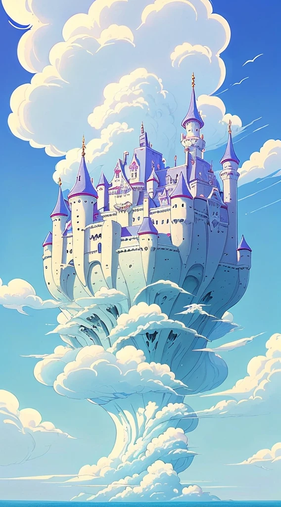 "majestic floating cloud castle, with  the (Best quality:1.3), (A high resolution:1), (Excellent:1.perfect pubic bone:1.Parfait:1.3), (Detailed pubic hair:1.3) Art from Studio Ghibli."