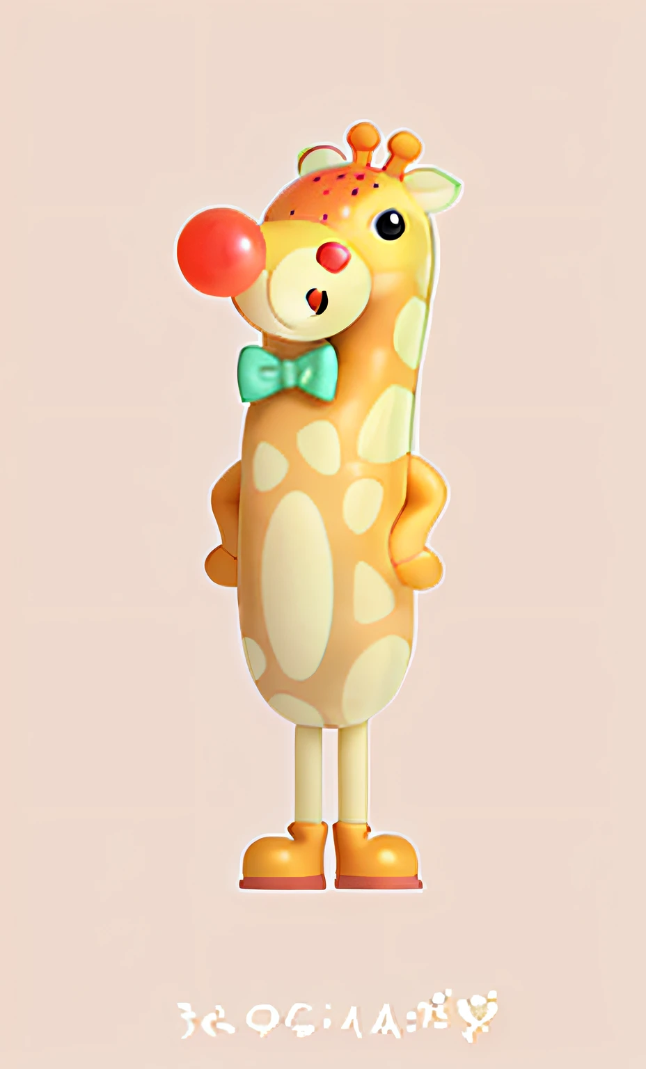 Cute giraffe，Full body frontal view，One color，Bubble Mart style