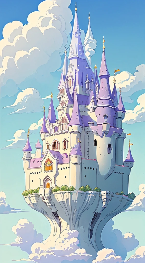 "majestic floating cloud castle, with the (Best quality:1.3), (A high resolution:1), (Excellent:1.perfect pubic bone:1.Parfait:1.3), (Detailed pubic hair:1.3) Art from Studio Ghibli."