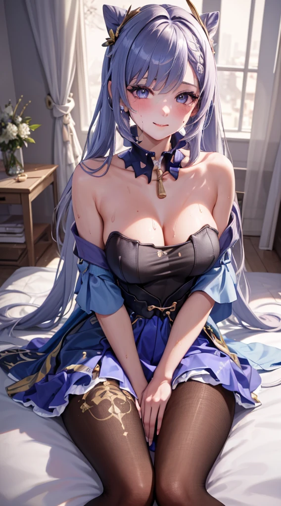 Character Details:, - Gender: 2 Girl.
- Style: Anime, - Body Type: Attractive body, slim body, nice legs, slim tights, nice arms, nice shoulders. - Breast: (Small Breast:1.1), (Cleavage), (Nipple).
- Facial Feature: Beautiful, Gorgeous, r, Fresh, Young.
- Expression: Shy, Smile, Pink Blush on Face, Sexy Eyes, Sexy Look, (Sweating:1.4), Innocent Look, Tipsy. - Hairstyle: Blunt Bangs, Long Hair. - Hair Color: (Light Blue Hair:1.5), (Messy long Hair:1.3),
- Clothing: (Brown Sweater:1.6), (Off-Shoulder:1.5),. - Body Pose: (Sitting:1.1). - Behaviour: Waiting, Want Something, Secretly.
- Accessories: Earrings., Environmental Details:, - Setting: Bed Room., - Lighting: Natural Light., - Decoration: Modern Bed, Chair, Window, White Curtain, City View. Top view. pov, anime style, UHD, retina, masterpiece, accurate, anatomically correct, textured skin