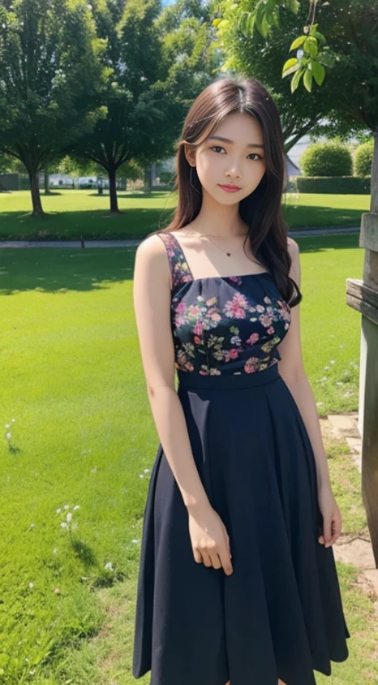 Best quality,The background is grass,There are moons,the treeackground grass dimension green,girl,20yr old,Flowers,natta