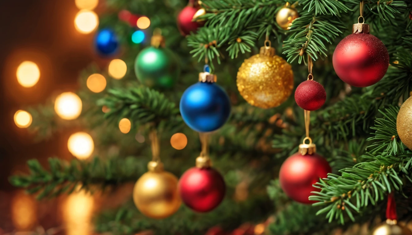 Breathtaking cinematic photo of a real Hyperrealistic christmas still life, ((close-up photo)), small Christmas bells decorated with ((((mistletoe))) and pine with golden Christmas tree balls, in the background multicolored led lights in (red, blue, green, yellow)colors, bokeh, soft blur, extremely high-resolution details, photorealism, realistic lifelike textures, masterpiece, best quality, sharp focus, photorealism, photorealistic, 8k, volumetric light, (intricate details),  hdr, high detailed, high quality, soft cinematic light, dramatic atmosphere, atmospheric perspective, ultra realistic, neutral colors, cinematic lighting, wide angle, film grain, dslr, raw photo,