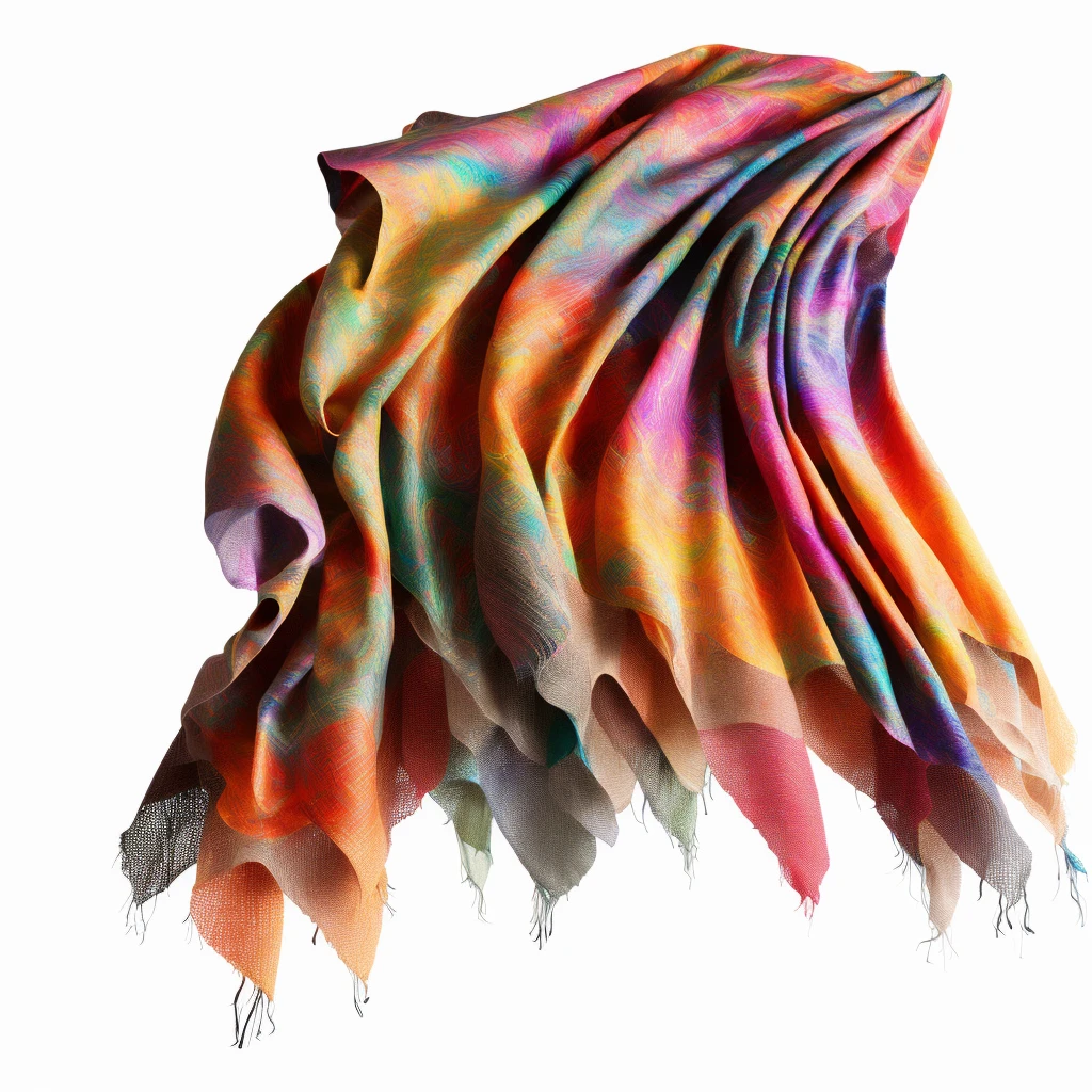 Colorful scarf with tassels on black background, flowing realistic fabric, abstract cloth simulation, Silk flutters in the wind, Cloth simulation using Houdini, flowing neon silk, beautiful flowing fabric, large cloth, Colorful torn fabric, Dressed in colorful silks, flowy fabric, Fractal wire, transparent iridescent cloth, flowing sparkling fabric