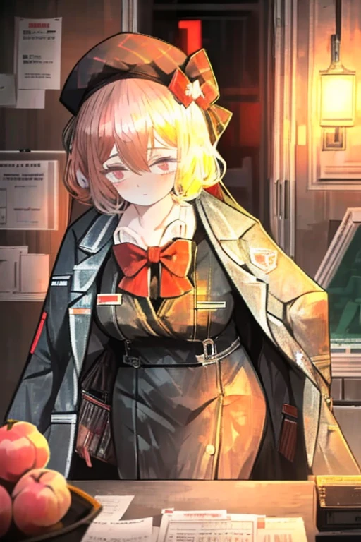 Checkered beret，detective clothes，Peach blossom eyes，schoolgirls