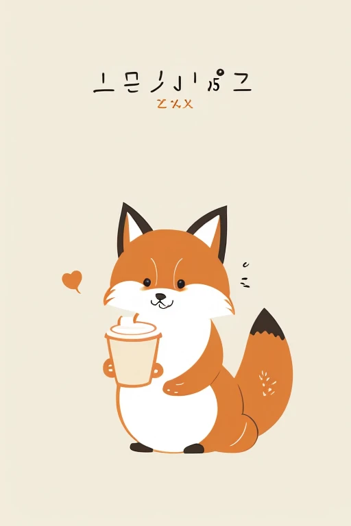 fox with coffee，cute and cute fox，hand drawn cartoon art style， and beautiful illustrations，having a snack，illustration line art style，adorable digital art，Authors：Illustration by Yu Zhedinimalist，Minimalist cartoon style，cute detailed digital art。