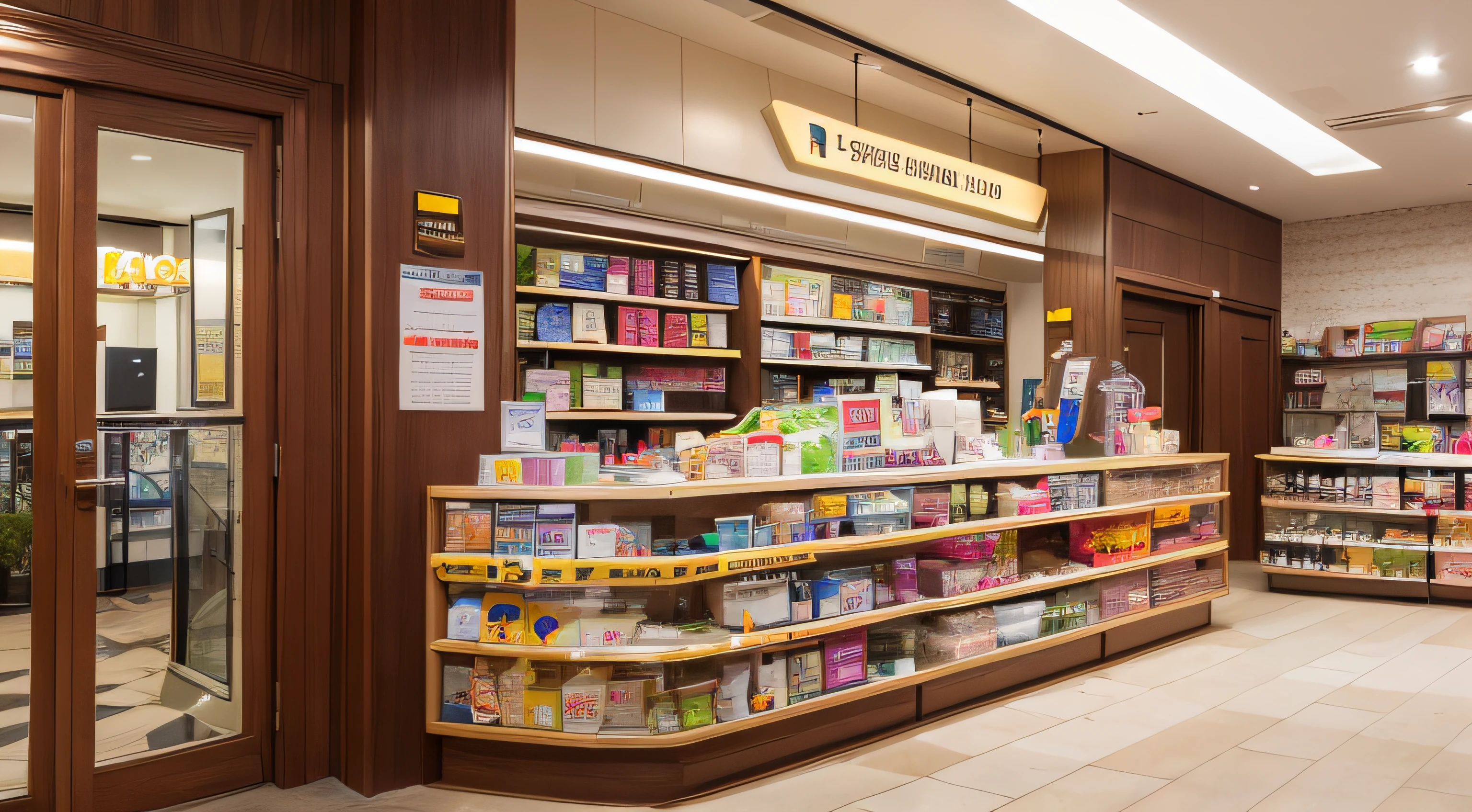 lobby pharmacy, cartoon style , no human --auto --s2