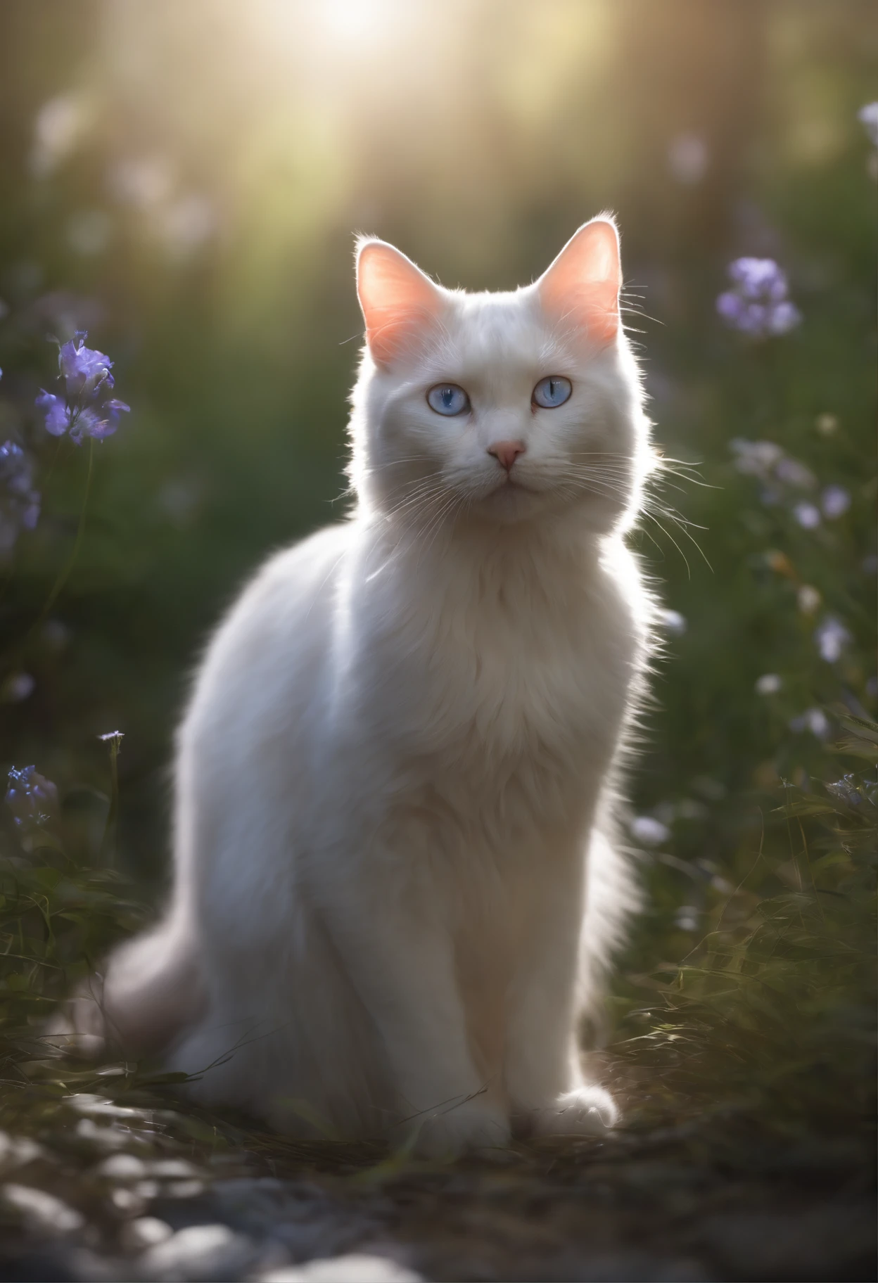 transparent ethereal cat,cleanness,,Emits blue-violet light,glowing effect,natta,My body is like medium shot, Highly detailed and ultra-realistic visuals,oc rendered,Shot using 70mm-AR