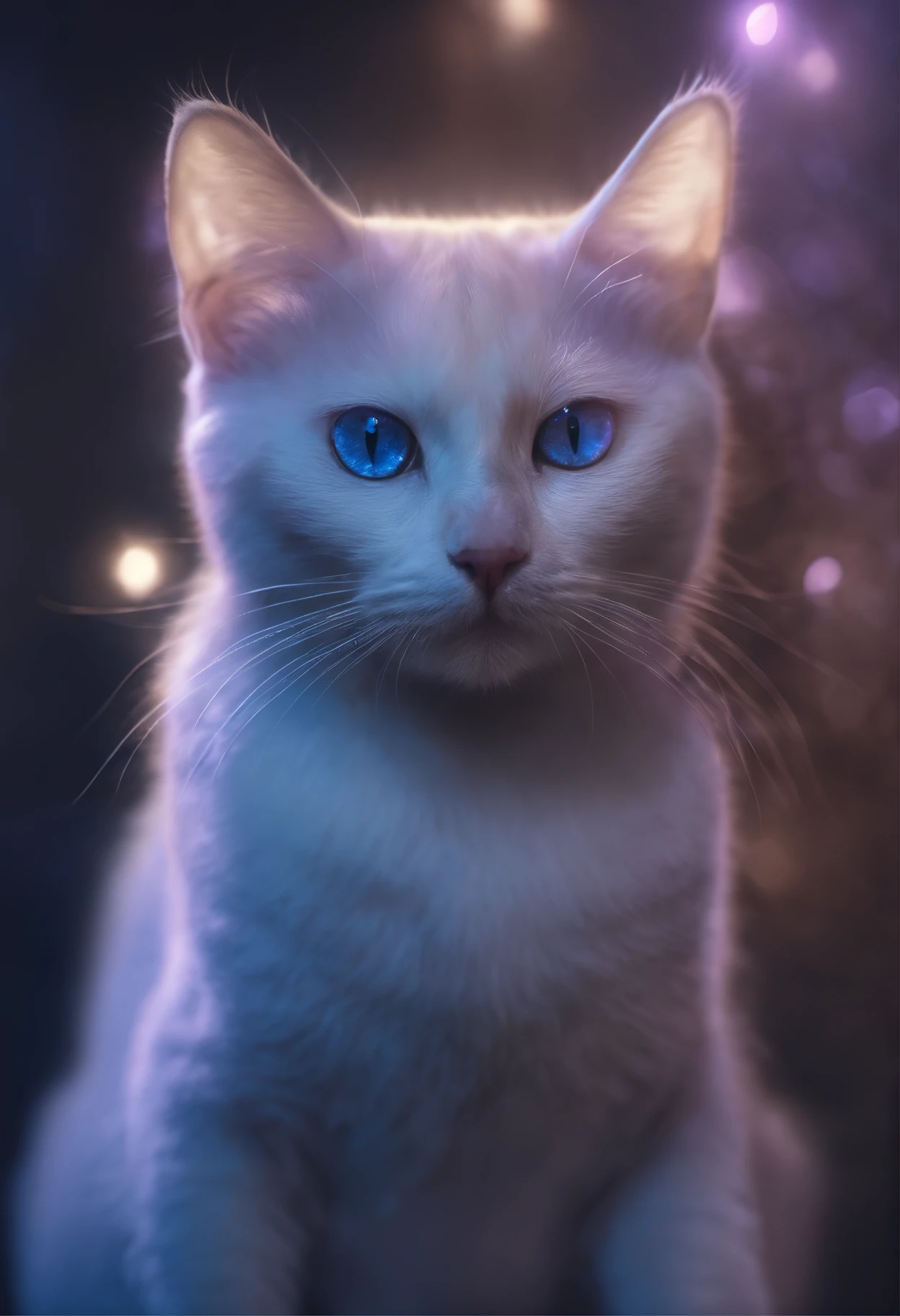 (((transparent ethereal cat))),cleanness,,Emits blue-violet light,glowing effect,natta,My body is like medium shot, Highly detailed and ultra-realistic visuals,oc rendered,Shot using 70mm-AR