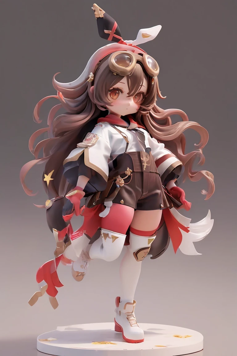 (Full body stand painting), single, master-piece,Best qualtiy,10, 1girll, bara, goggles on head, amber \(genshin impact\), Brown eyes, brunette hair, red hair ribbon, brown short shorts, leather gloves, pouch, (perfect detailed eyes:1.2), (High Quality:1.2), (high-detail:1.2), (masterpiece:1.2), (Very detailed:1.2), illustration,paintbrush, single, (White backgrounid), background, master-piece, bestquality, illustration, , Beautiful Detailed Glow, beautiful detail eyes, midriff, Large forehead, Tshibi, Full Body Esbian
