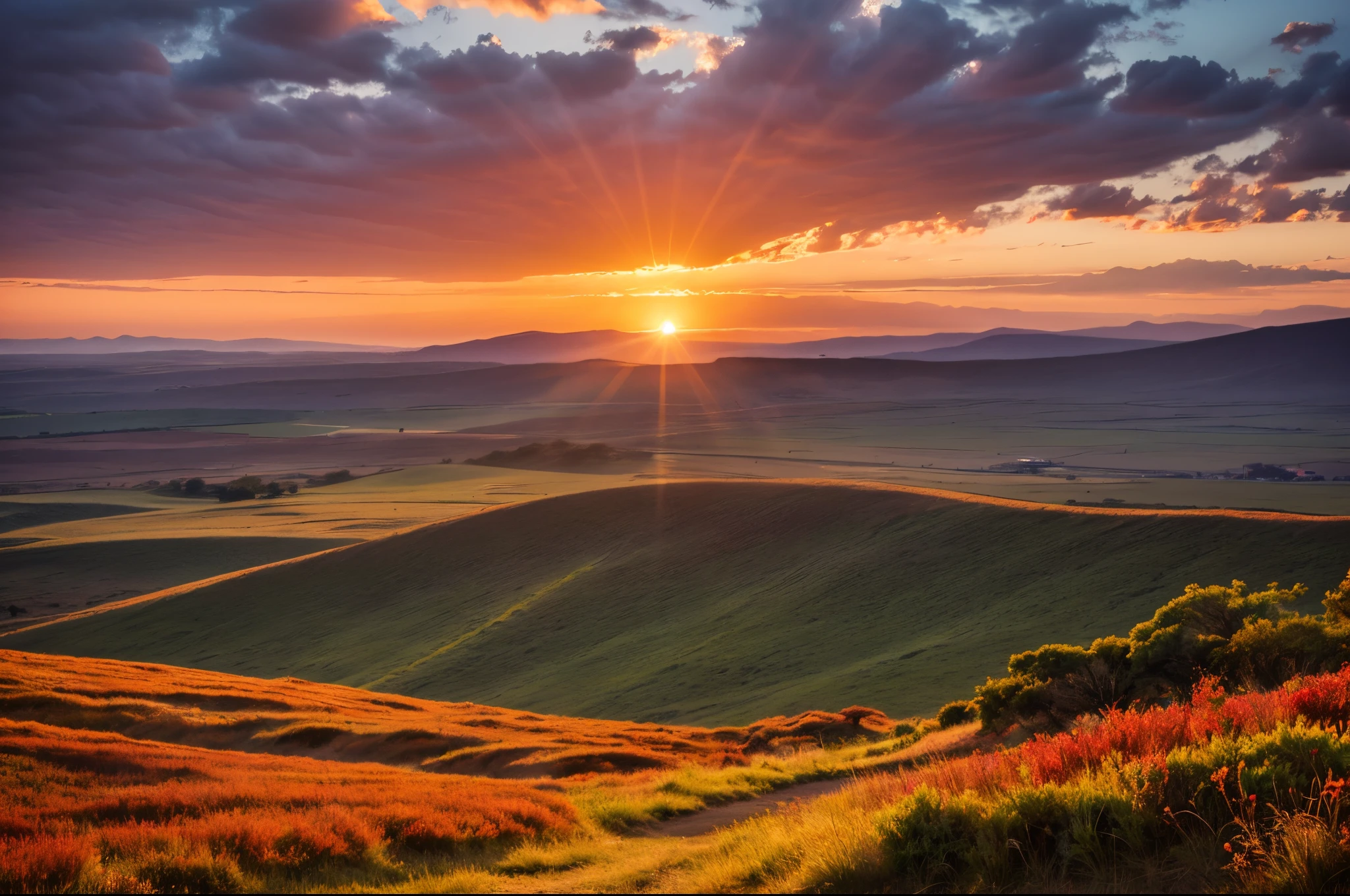 Capture the fiery hues of an African sunset as it paints the vast expanse of the Great Rift Valley in shades of orange, red, and purple.