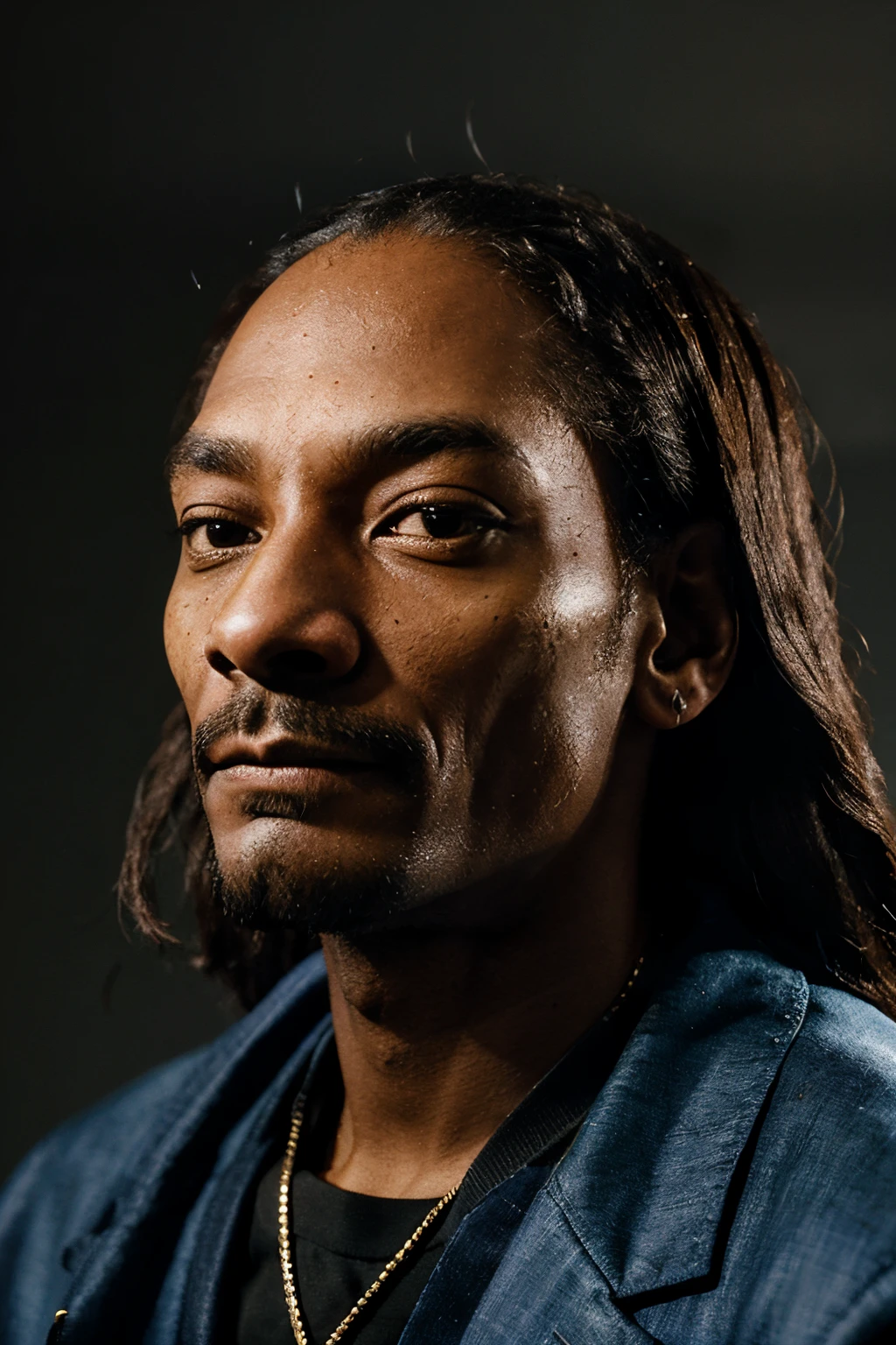 Snoop Dogg front facing, neutral expression, good lightning, no face occlusions, min head size 200x200px, max 10MB