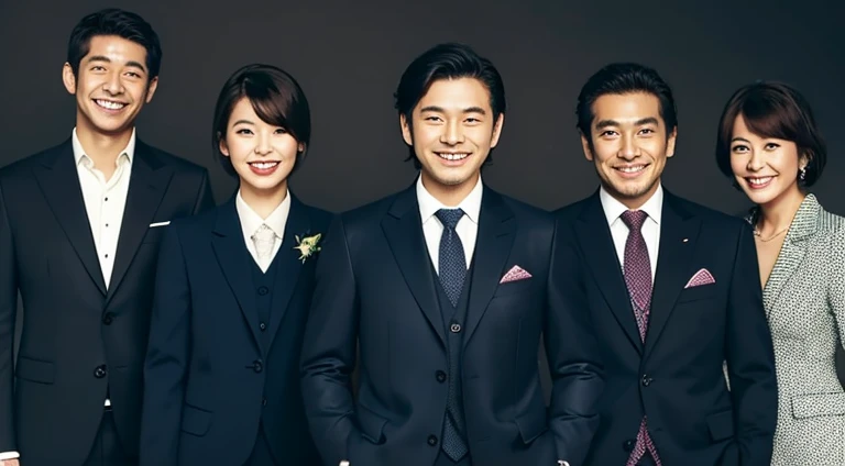 Handsome Japanese 30 year old man,suits,a smile