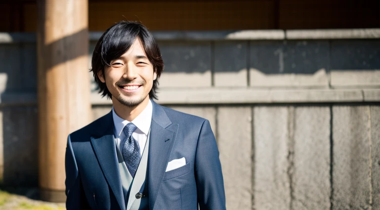 Handsome Japanese 30 year old man,suits,a smile