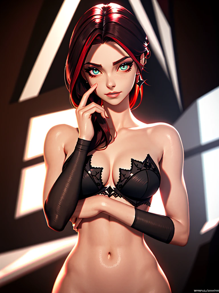 nsfw:1.5,masterpiece, best quality, high quality, High definition, High quality texture, High quality shadow, high detail, beautiful detailed, finely detailed, extremely detailed cg, detailed texture, a realistic representation of the face, realistic, colorful, delicate, Cinematic Light, sidelighting, Lens Flare, Ray tracing, sharp focus, (1girl, __focus__:1.3), (intricate details, makeup, PureErosFace_V1:0.5), (detailed beautiful delicate face, detailed beautiful delicate eyes, a face of perfect proportion, high detailed skin, detailed skin, best ratio four finger and one thumb, arms under breast, medium breasts, smooth midriff, petite, skinny and thin, __fashion__, __hair__:1.3), __location__, dark red hair with black highlights, shoulder length hair, girl, xyzhelsie, bratty, slutty, brazen, arrogant