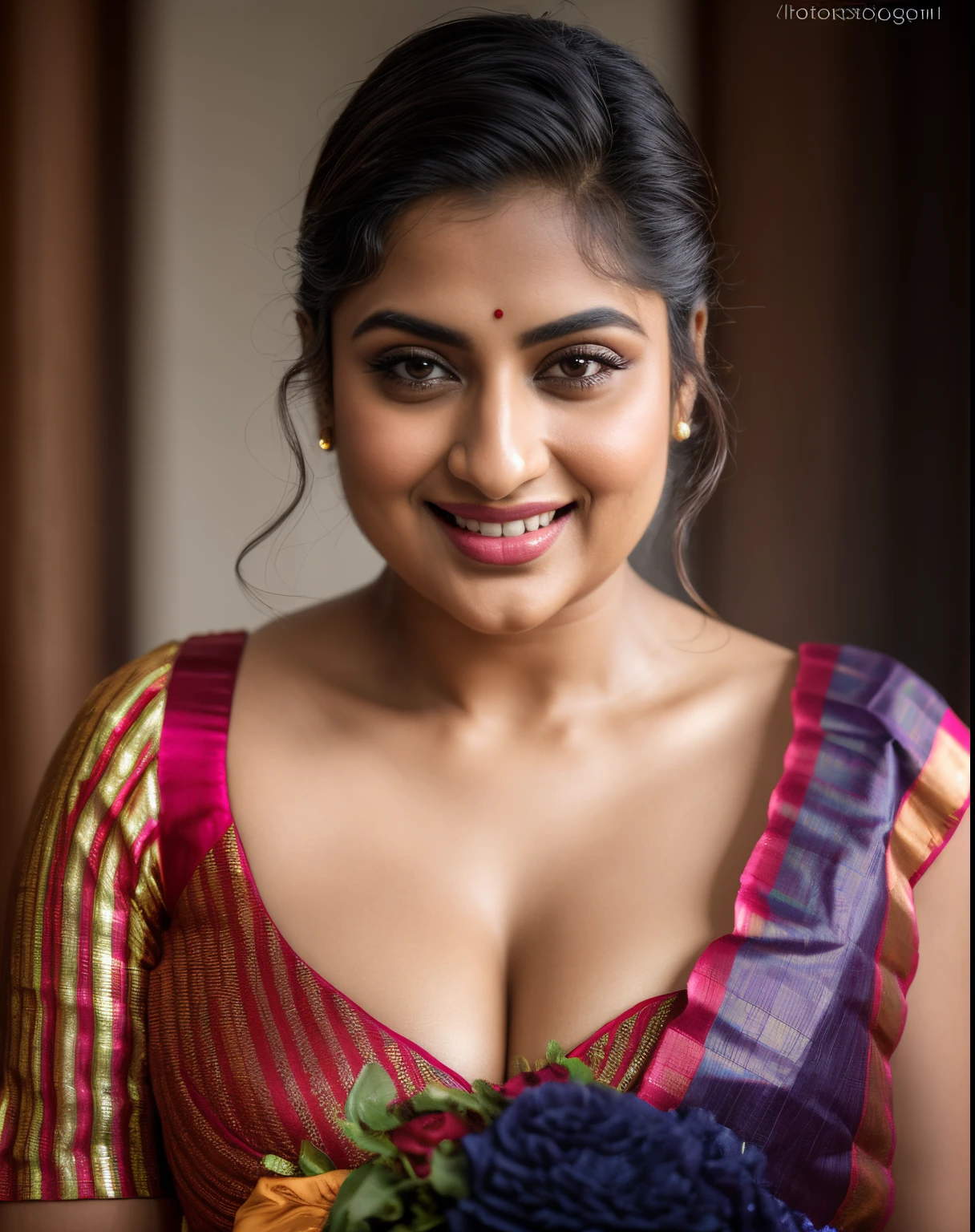 Foto RAW, photorealistic, photography, full body shot, master shot, perfect eyes, goddess like beauty, perfect thick chubby mallu Desi aunty bhabhi, Wearing a Stanapatta, a chest-band.Saree model, model Photography, Indian saree shoot, Indian traditional wear advertising photography, traditional wear brand shoot, face of Indian actress Sonakshi Sinha, masterpiece, realistic, realism, incredible details, pleasure, photorealism, detailed skin, skin pores, high contrast, photorealistic Artstation 8k HD digital art trend of high definition and detailed realistic skin texture, ultra detail, realistic skin texture, armature, best quality, ultra high definition, (photorealistic:1.4),, high resolution, detail, raw photo, Re sharp, by Lee Jefferies Nikon D850 Film Stock Photo 4 Kodak Portra 400 Camera F1.6 Lens Rich Color Ultra Real Realistic Realistic Textures Dramatic Lighting Unreal Engine Trending at Art Station Cinestill 800,(pele altamente detalhada: 1.2), 8k UHD, DSLR, soft-lighting, alta qualidade, grain of film, Fujifilm XT3,she didn't like to wear blouse or bra, she happy to wear only saree, she hates blouse or bra, detailed hairy armpits,