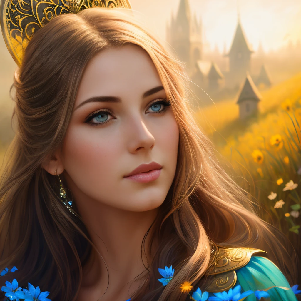 photograph of a woman with long hair and blue eyes in a field, anatomically correct drawn body, beautiful fantasy art portrait, fantasy art portrait, fantasy portrait art, beautiful fantasy portrait, fantasy portrait, gorgeous digital painting, beautiful digital painting, Detailed matte fantasy portrait, beautiful digital illustration, in the art style of bowater, Fantasy genre portrait, karol bak uhd, beautiful digital artwork