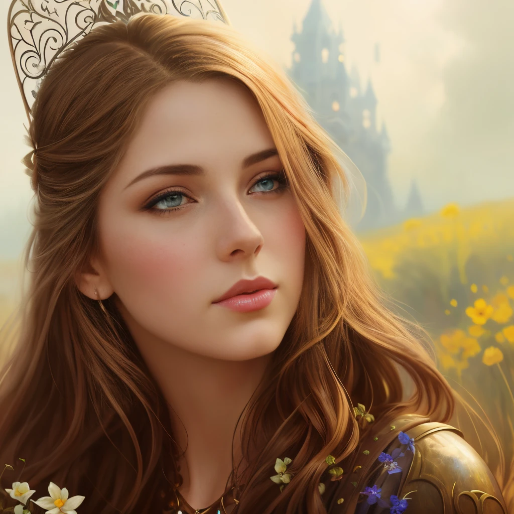 photograph of a woman with long hair and blue eyes in a field, anatomically correct drawn body, beautiful fantasy art portrait, fantasy art portrait, fantasy portrait art, beautiful fantasy portrait, fantasy portrait, gorgeous digital painting, beautiful digital painting, Detailed matte fantasy portrait, beautiful digital illustration, in the art style of bowater, Fantasy genre portrait, karol bak uhd, beautiful digital artwork