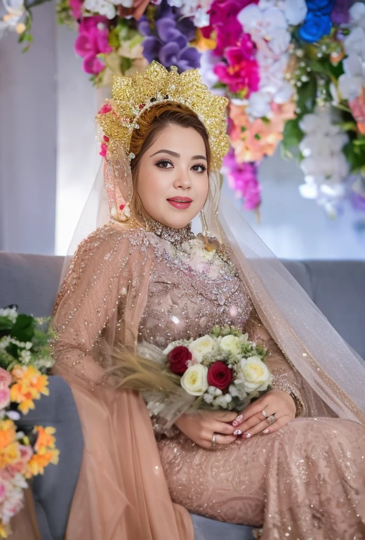 bride in a gold dress sitting on a couch with flowers, bride, wedding, photo taken with nikon d 7 5 0, photo taken with nikon d750, beautiful woman, wedding photography, taken with canon 5d mk4, shot on nikon z9, profesional photography, inspired by reyna rochin, captured on canon eos r 6