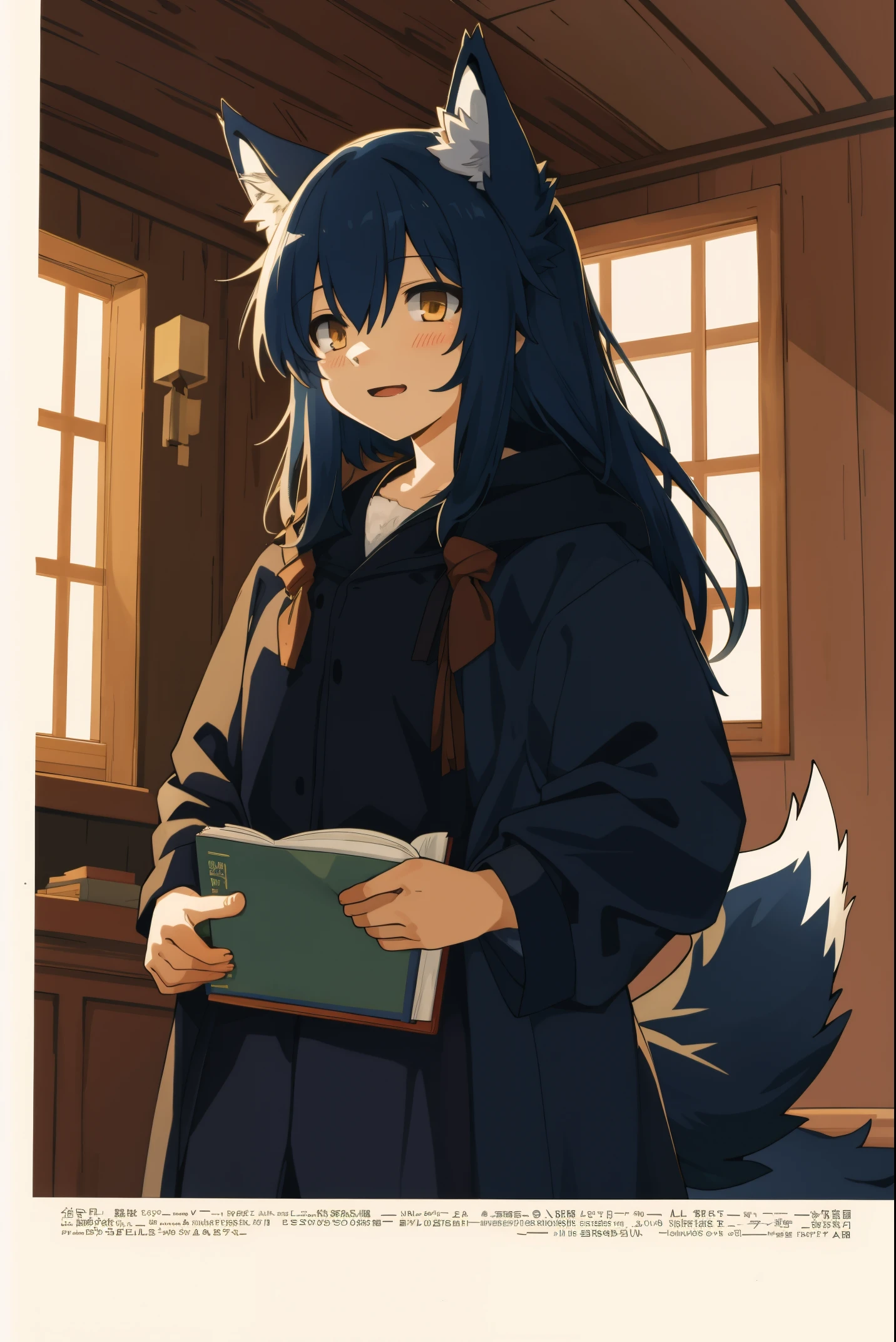 High-quality illustrations, doujinshi cover_page, highres, absurdres, The story of the meeting of a girl and a wolf,