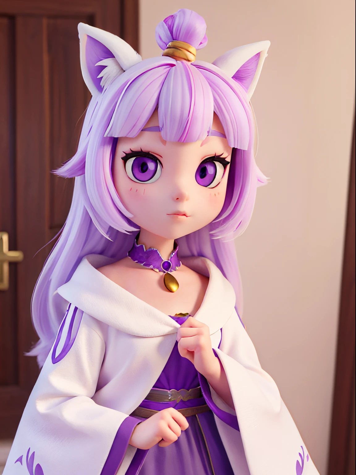 Anthropomorphic Unicorn Female High detail White hair Purple pupils