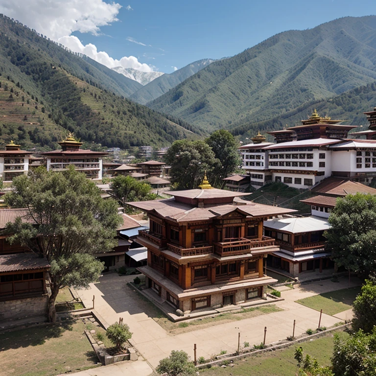 Buildings in Wamrong, Bhutan in future