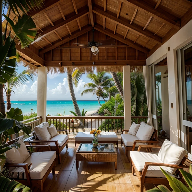 Salon avec des meubles type tropical