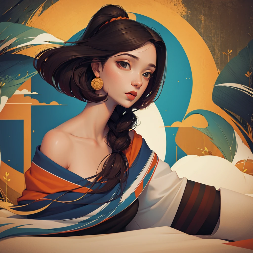  art style，Bust photo，Read carefully，Only the upper body is exposed