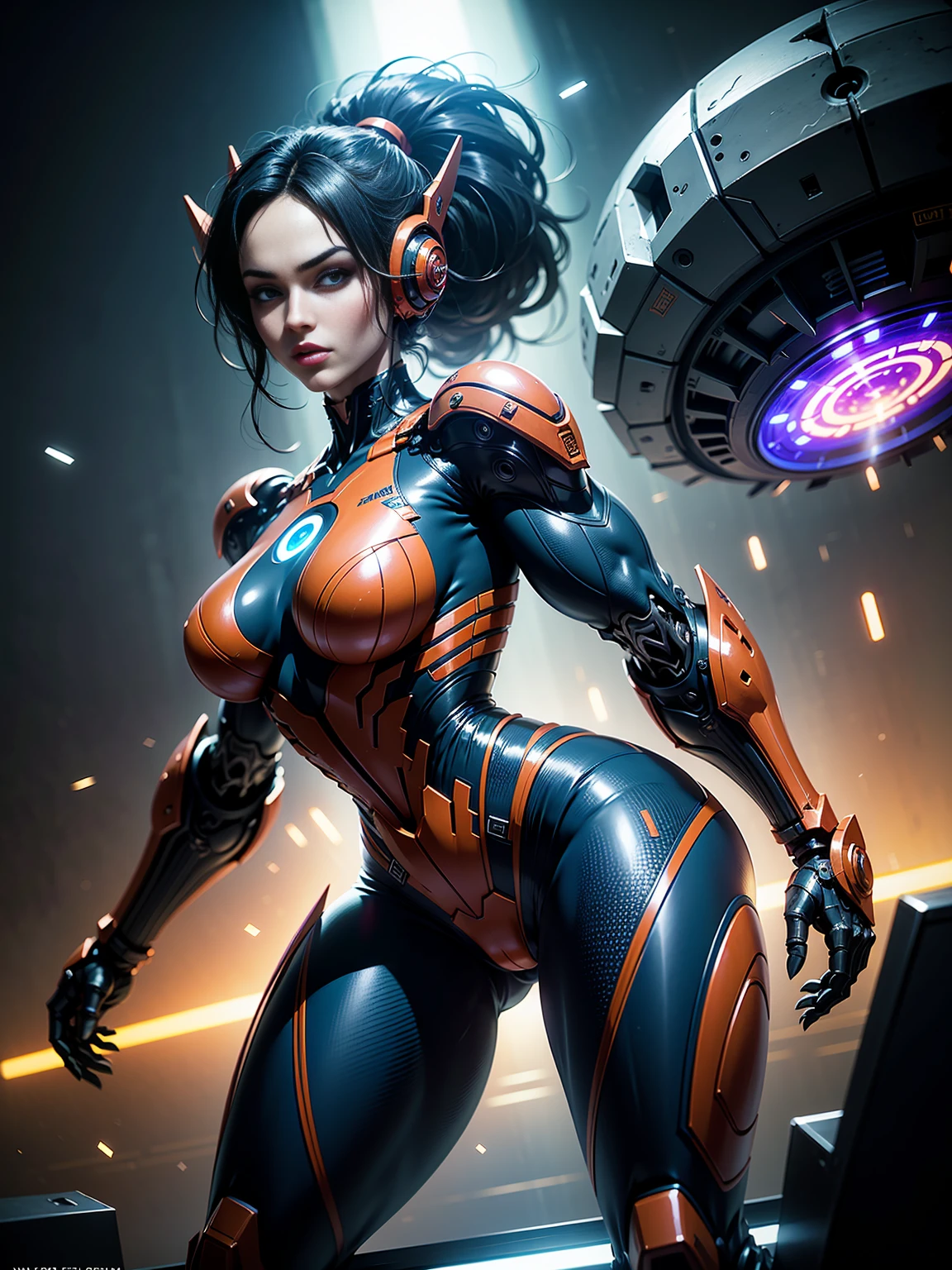 Cinematic, hyper-detailed, and insanely detailed, this artwork captures the essence of megan fox with breathtaking beauty. The color grading is beautifully done, enhancing the overall cinematic feel. Unreal Engine brings her anatomic cybernetic muscle suit to life, appearing even more mesmerizing. With the use of depth of field (DOF), every detail is focused and accentuated, drawing attention to her eyes and the intricate design of the anatomic cybernetic muscle suit . The image resolution is at its peak, utilizing super-resolution technology to ensure every pixel is perfect. Cinematic lighting enhances her aura, while anti-aliasing techniques like FXAA and TXAA keep the edges smooth and clean. Adding realism to the anatomic cybernetic muscle suit, RTX technology enables ray tracing. Additionally, SSAO (Screen Space Ambient Occlusion) gives depth and realism to the scene, the girl's anatomic cybernetic muscle suit become even more convincing. In the post-processing and post-production stages, tone mapping enhances the colors, creating a captivating visual experience. The integration of CGI (Computer-Generated Imagery) and VFX (Visual Effect brings out the anatomic cybernetic muscle suit's intricate features in a seamless manner. SFX (Sound Effects) complement the visual artistry, immersing the viewer further into this fantastic world. The level of detail is awe-inspiring, with intricate elements meticulously crafted, the artwork hyper maximalist and hyper-realistic. Volumetric effects add depth and dimension, and the photorealism is unparalleled. The image is rendered in 8K resolution, ensuring super-detailed visuals. The volumetric lightning adds a touch of magic, highlighting her beauty and the aura of her anatomic cybernetic muscle suit in an otherworldly way. High Dynamic Range (HDR) technology makes the colors pop, adding richness to the overall composition. Ultimately, this artwork presents an unreal portrayal of a super muscled cybernetic female android