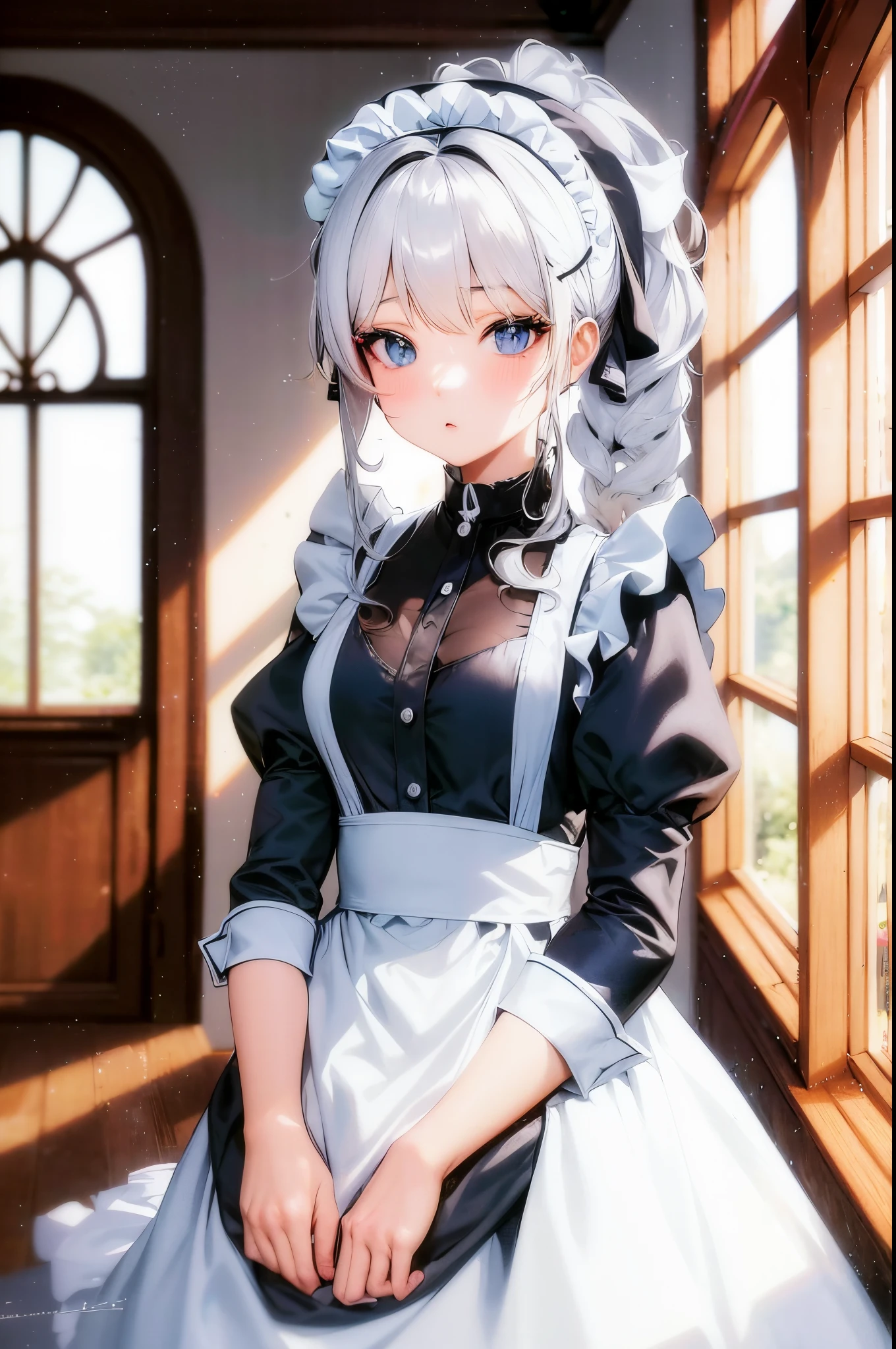anime character dressed in a maid outfit posing for a picture, gorgeous maid, anime girl in a maid costume, maid outfit, anime cat girl in a maid costume, maid, wearing maid uniform, maid dress, loli in dress, of a catboy! maid! dress, anime moe artstyle, cute anime waifu in a nice dress