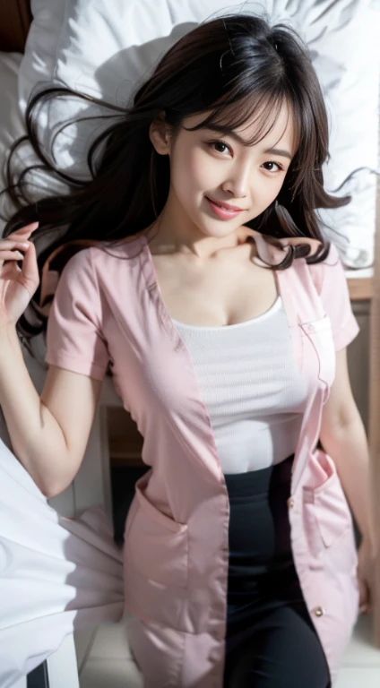 Pink nurse clothes、long skirt、snug nurse