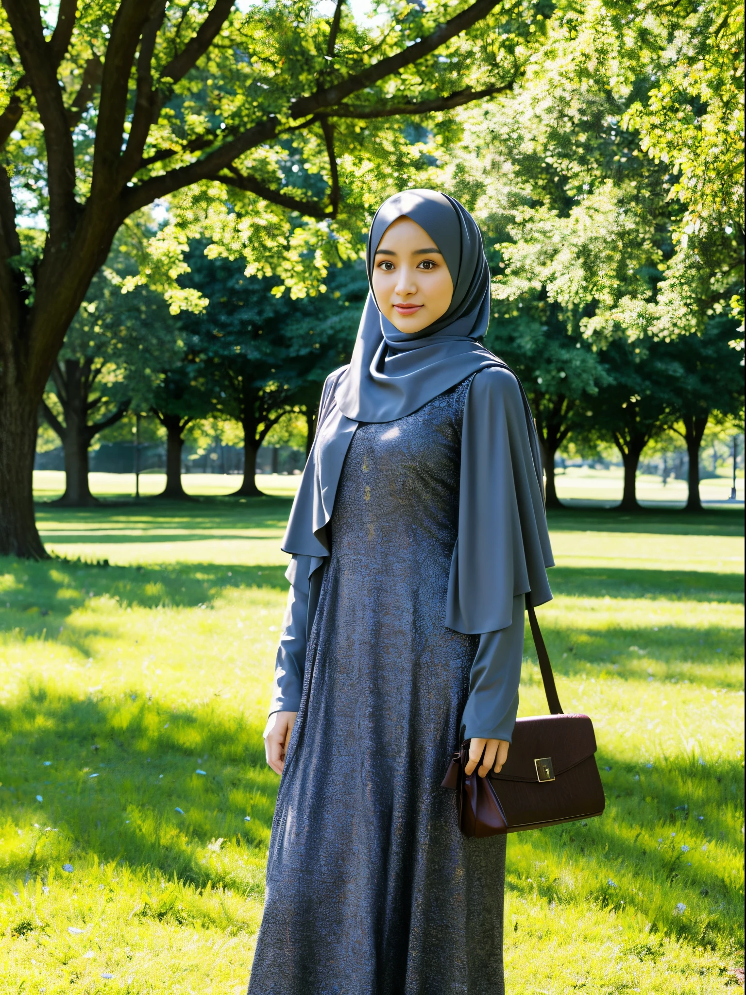 hijab, dress, city park