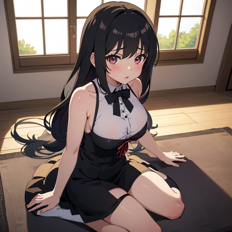 anime girl with big breast sitting on the floor in a room, oppai, seductive anime girl, official anime still, rin, anime best girl, loli in dress, ??????????? loli, shirobako, anime visual of a cute girl, ecchi, with a large breasts, screenshot from the anime film, medium breast