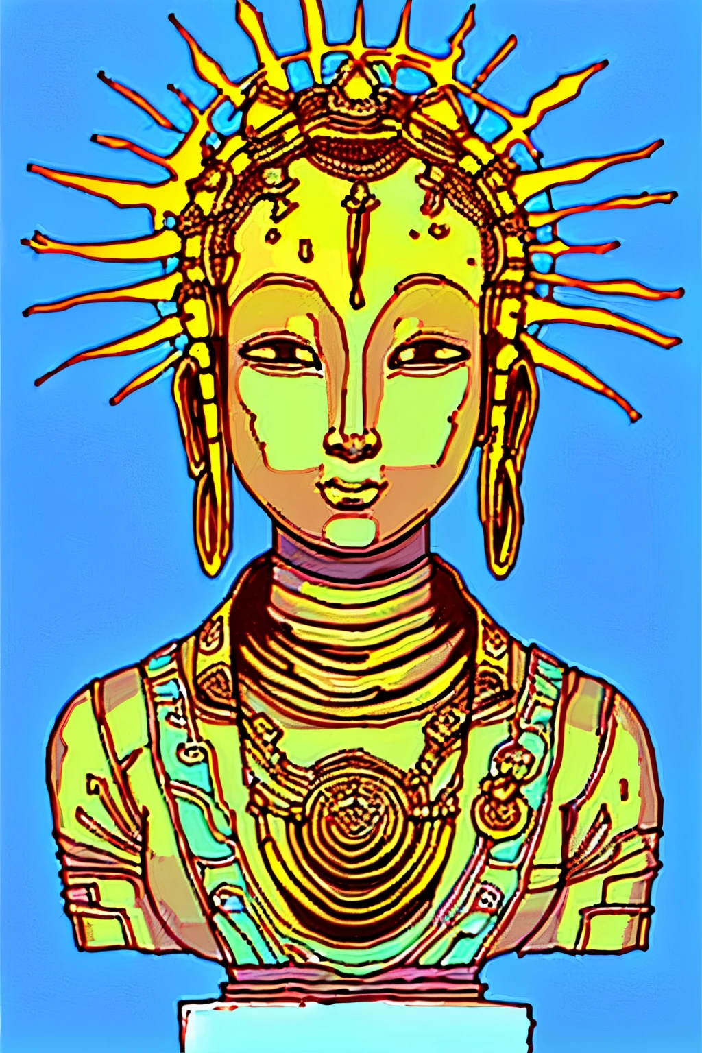 90 degrees from the side,90 degrees from the side,90 degrees from the side,There is a golden Buddha statue in the clouds,90 degrees from the side,with blue sky and white clouds, head portrait ,male people,a Buddhist Buddha, Buddha, Buddhist, Buddhism, beautiful gold saint, Thai, Beautiful image, gold, enlightening, samsara, Asian, sculpture made of gold, Cloud, depicted as a 3 d render, thailand, buddhist art, leaked image, On the road to enlightenment, On the road to enlightenment