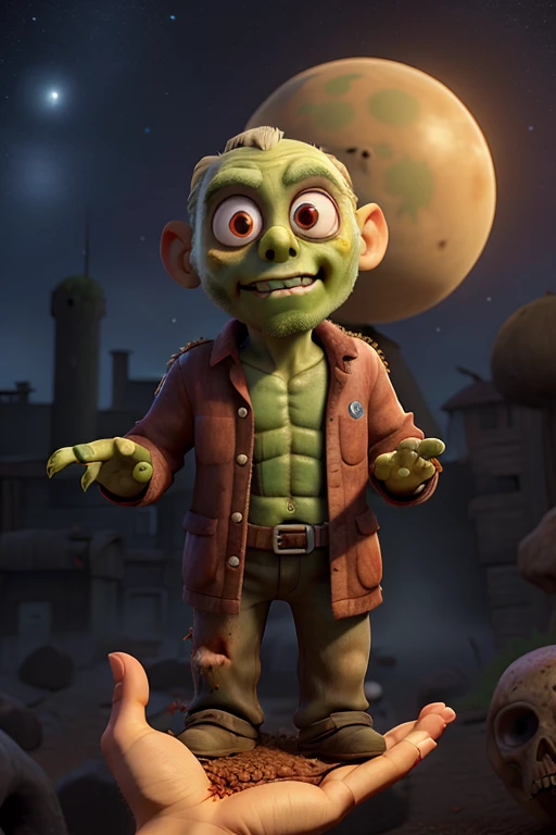 ((giant zombie)), (planet earth in his palm)