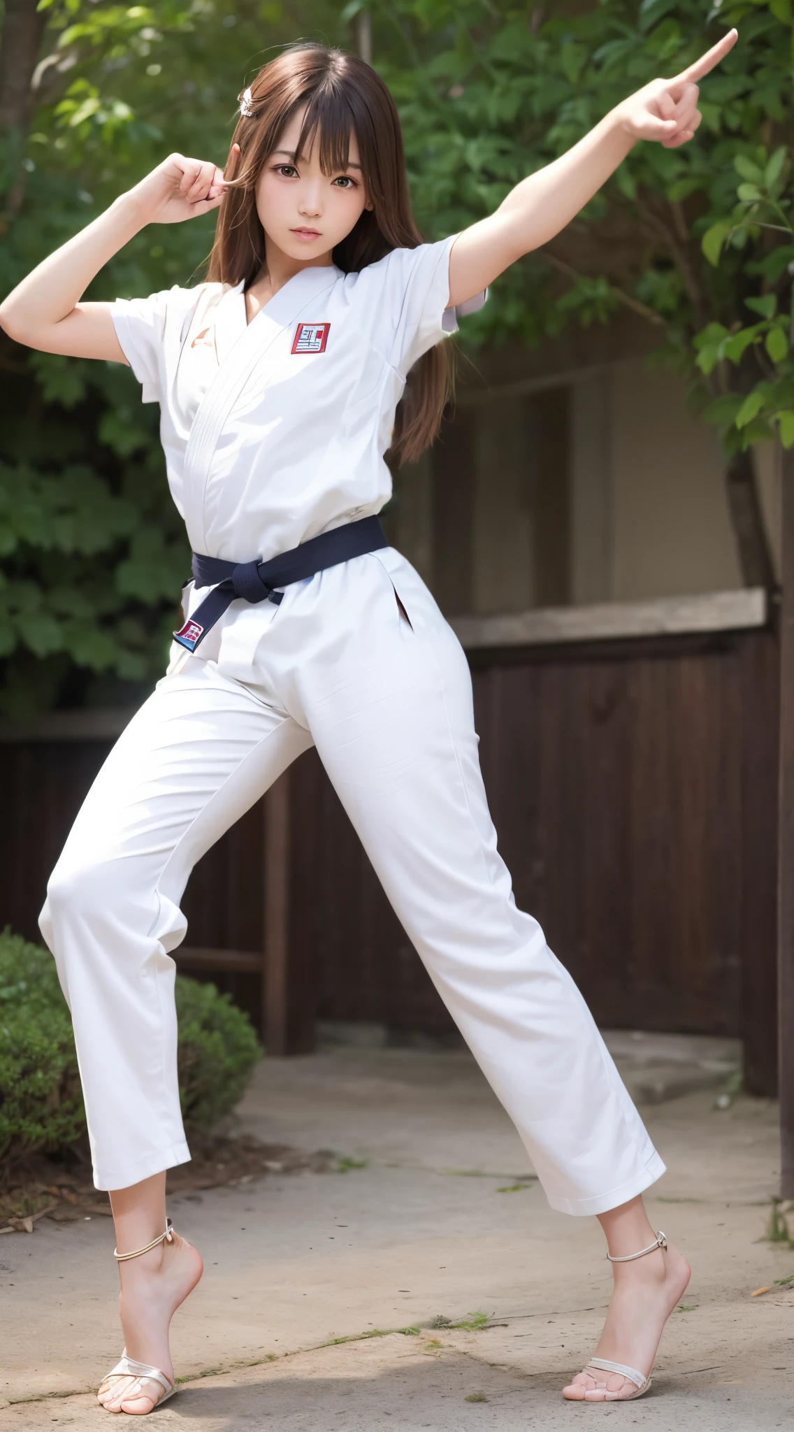 Paint in the natural color of a white karate uniform