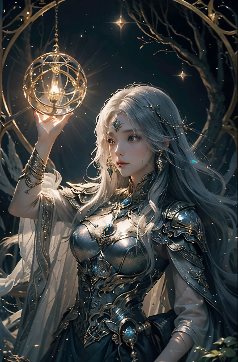 "Create a captivating book cover that embodies the enchanting world of 'Echoes of Celestia.' Capture the celestial essence of Raven's Hollow, showcasing the chosen one, the Guardians, and the luminous Celestial Beacon. Infuse the design with elements of cosmic harmony, ethereal gatherings, and the tapestry of destiny. The cover should evoke a sense of wonder, inviting readers into the enchanting journey of this celestial fantasy."
