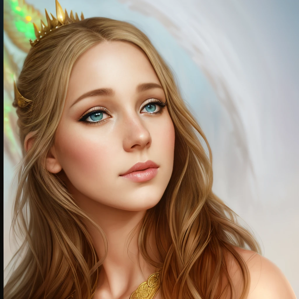 Arafed is a blue-eyed blonde girl with a dragon head and a white dress...., the dragon girl portrait, graphic artist magali villeneuve, realistic fantasy illustration, fantasy art portrait, inspired by Magali Villeneuve, magali villeneuve', Portrait of a Dragon, hyperrealistic fantasy art, fantasy portrait art, Detailed matte fantasy portrait, fantasy portrait, beautiful fantasy art portrait