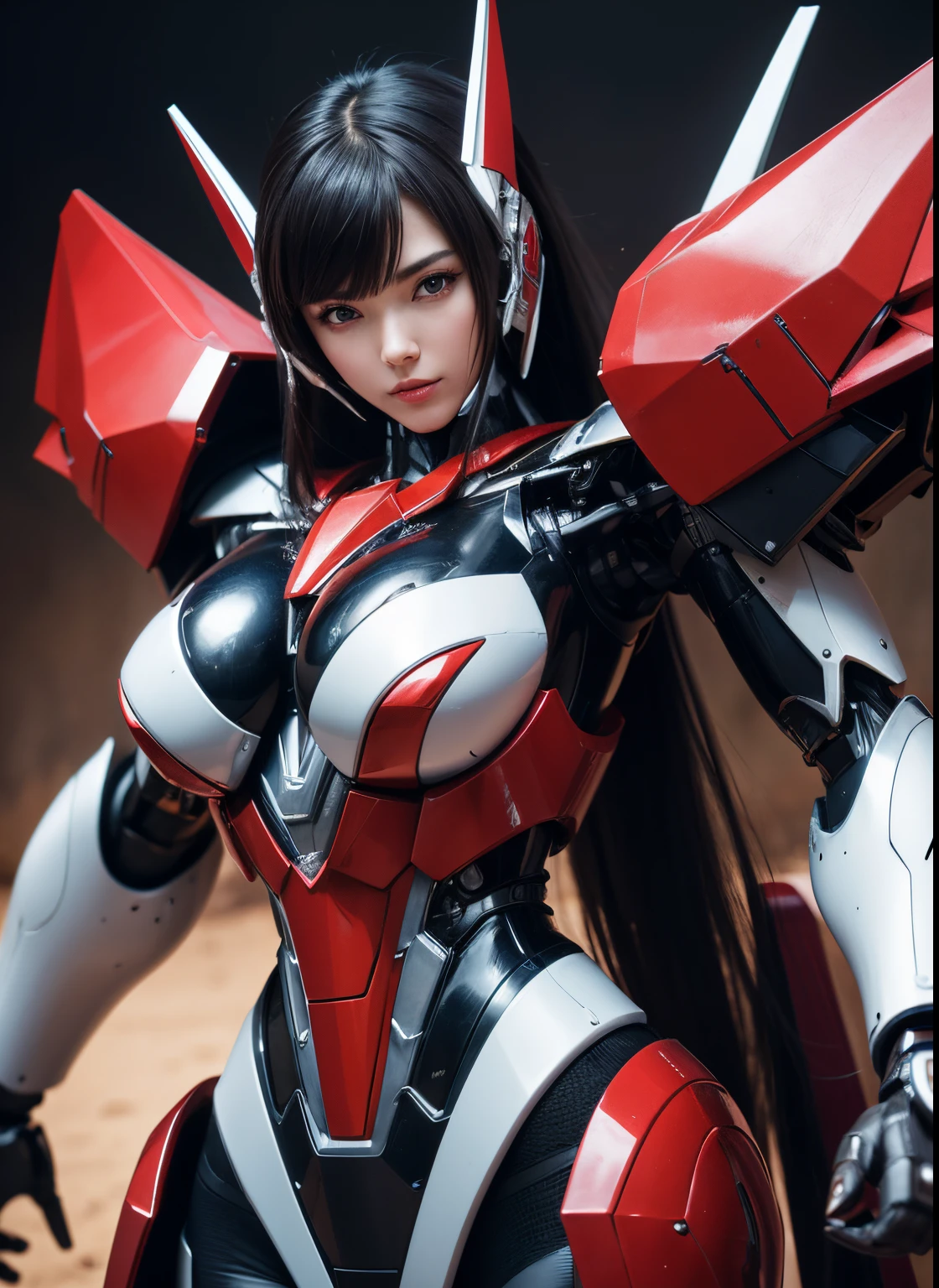 Textured skin, Super Detail, high details, High quality, Best Quality, hight resolution, 1080p, hard disk, Beautiful,(Aphroida a),Robot Girl,beautiful cyborg woman,Battle Mode,Girl with a Mecha Body,Wearing Mazinger Z mecha,Fulll body Shot