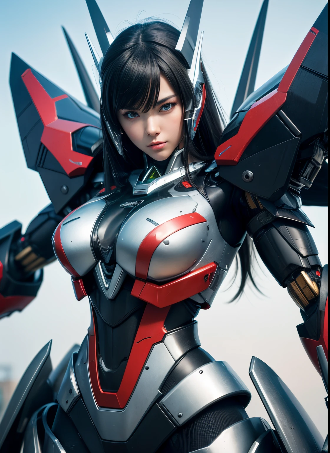 Textured skin, Super Detail, high details, High quality, Best Quality, hight resolution, 1080p, hard disk, Beautiful,(Aphroida a),Robot Girl,beautiful cyborg woman,Battle Mode,Girl with a Mecha Body,Wearing Mazinger Z mecha,Fulll body Shot