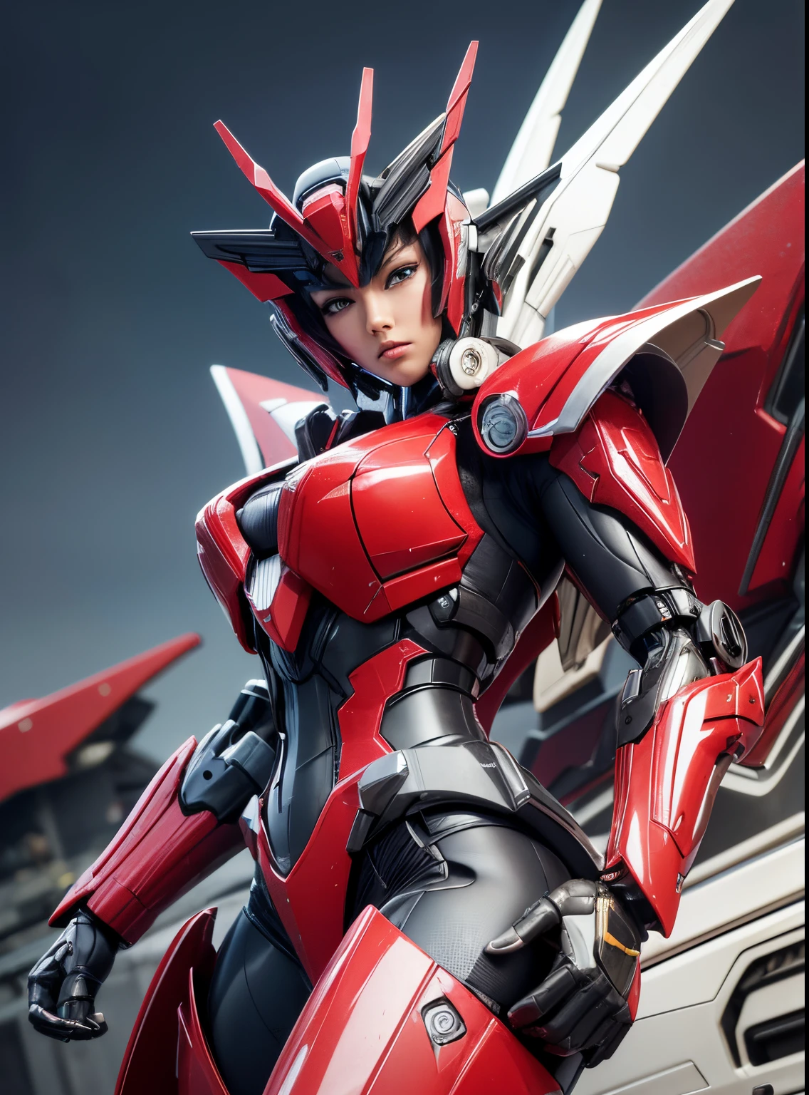 Textured skin, Super Detail, high details, High quality, Best Quality, hight resolution, 1080p, hard disk, Beautiful,(Windblade),beautiful cyborg woman,Mecha Cyborg Girl,Battle Mode,Girl with a Mecha Body,She&#39;Wearing futuristic Transformers mechs,Female Warrior,fully body photo