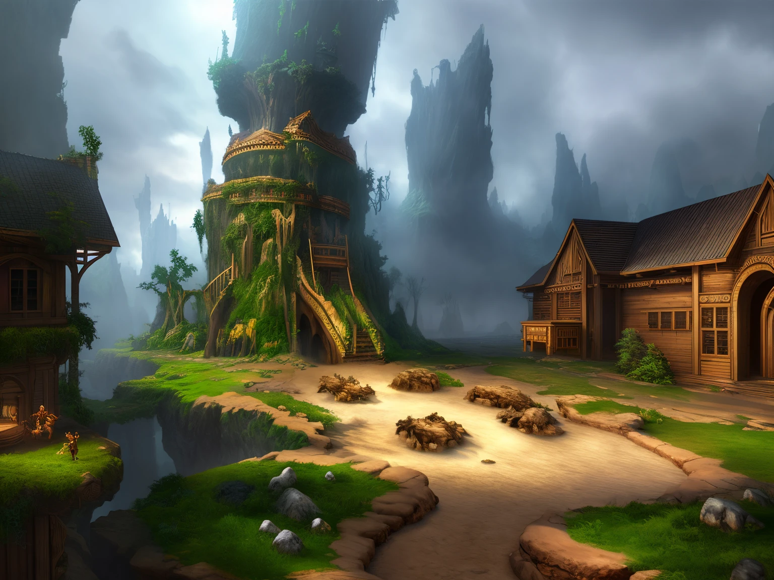 a fantasy world,large commercial style,Large game CG scenes,16K HD resolution