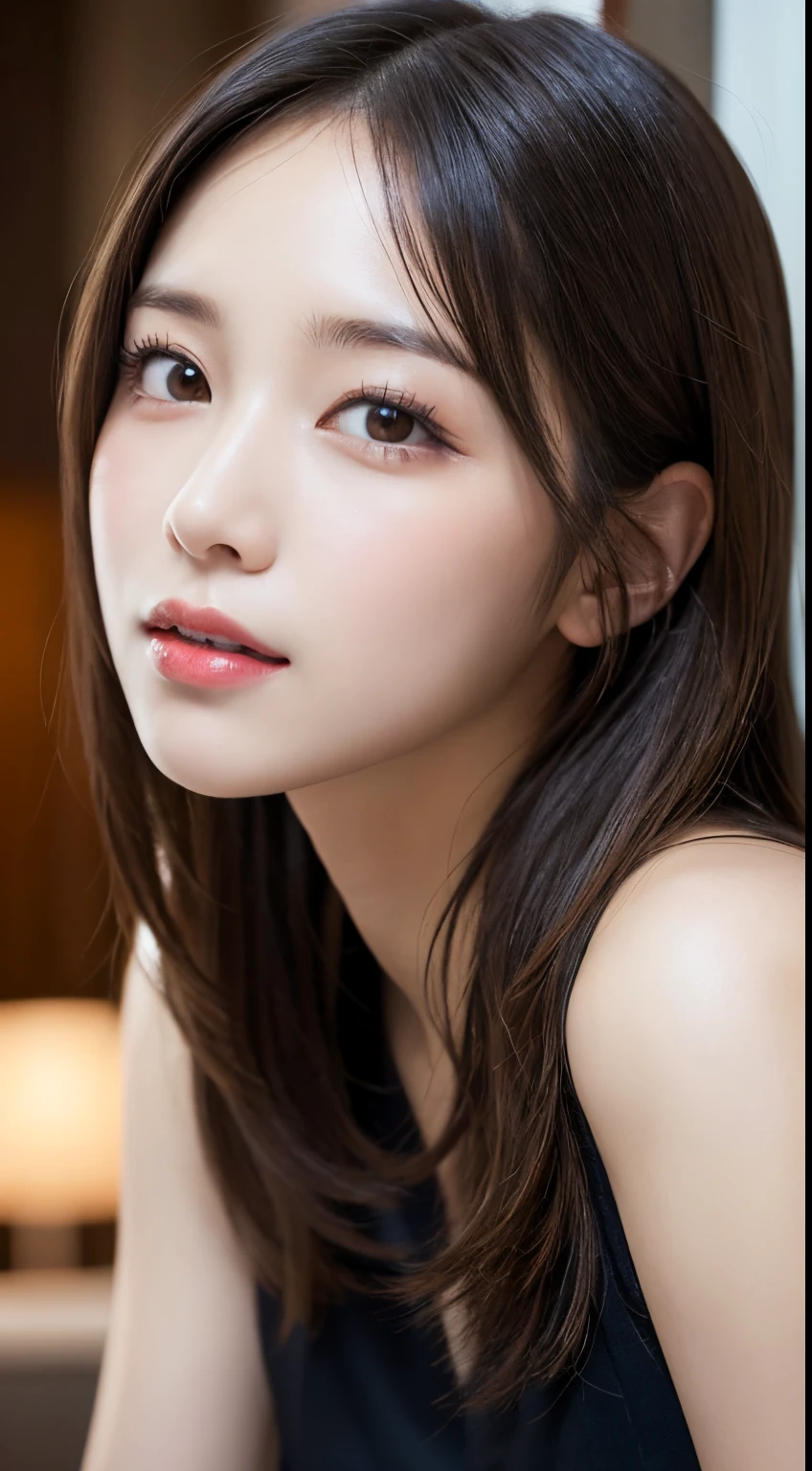 masutepiece, Best Quality, Illustration, Ultra-detailed, finely detail, hight resolution, 8K Wallpaper, Perfect dynamic composition, Beautiful detailed eyes , Hotel(Bet), Sexy face,Face feeling ecstasy,Face at the moment of peak sexual excitement,excited face from ,KPOP Idol Face,Blur the background,beautifull detailed face