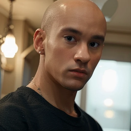 anime man with bald hair and a blue shirt posing for a picture, realistic anime 3 d style, 3 d anime realistic, photorealistic anime, photorealistic anime man render, smooth anime cg art, anime styled 3d, realistic anime artstyle, anime realism style, anime style. 8k, realistic young anime man, render of a cute 3d anime man