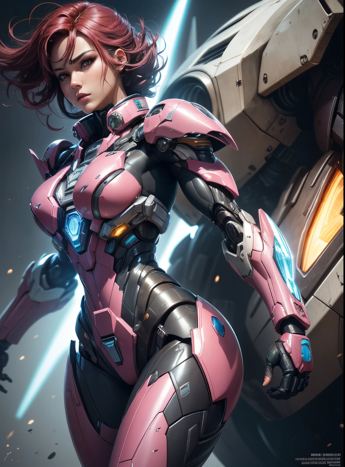 Textured skin, Super Detail, high details, High quality, Best Quality, hight resolution, 1080p, hard disk, Beautiful,(Arcee),beautiful cyborg woman,Mecha Cyborg Girl,Battle Mode,Girl with a Mecha Body,She wears a futuristic Transformers mech,Female Warrior,fully body photo