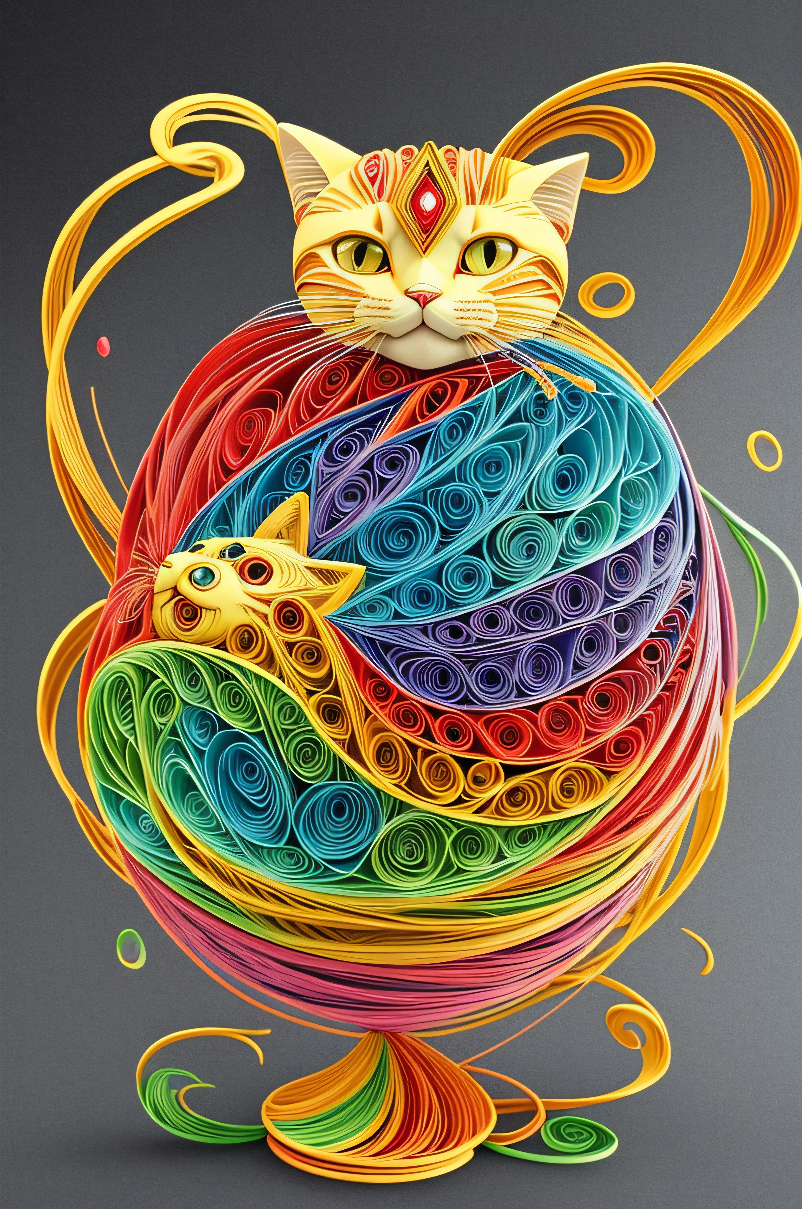 Trigre, multi dimensional quilling , art, chibi,
, beautiful, colorful,
masterpieces, superior quality, best quality, official art, beautiful and aesthetic, clean unique, and with a cat, that cat, light and tenderness