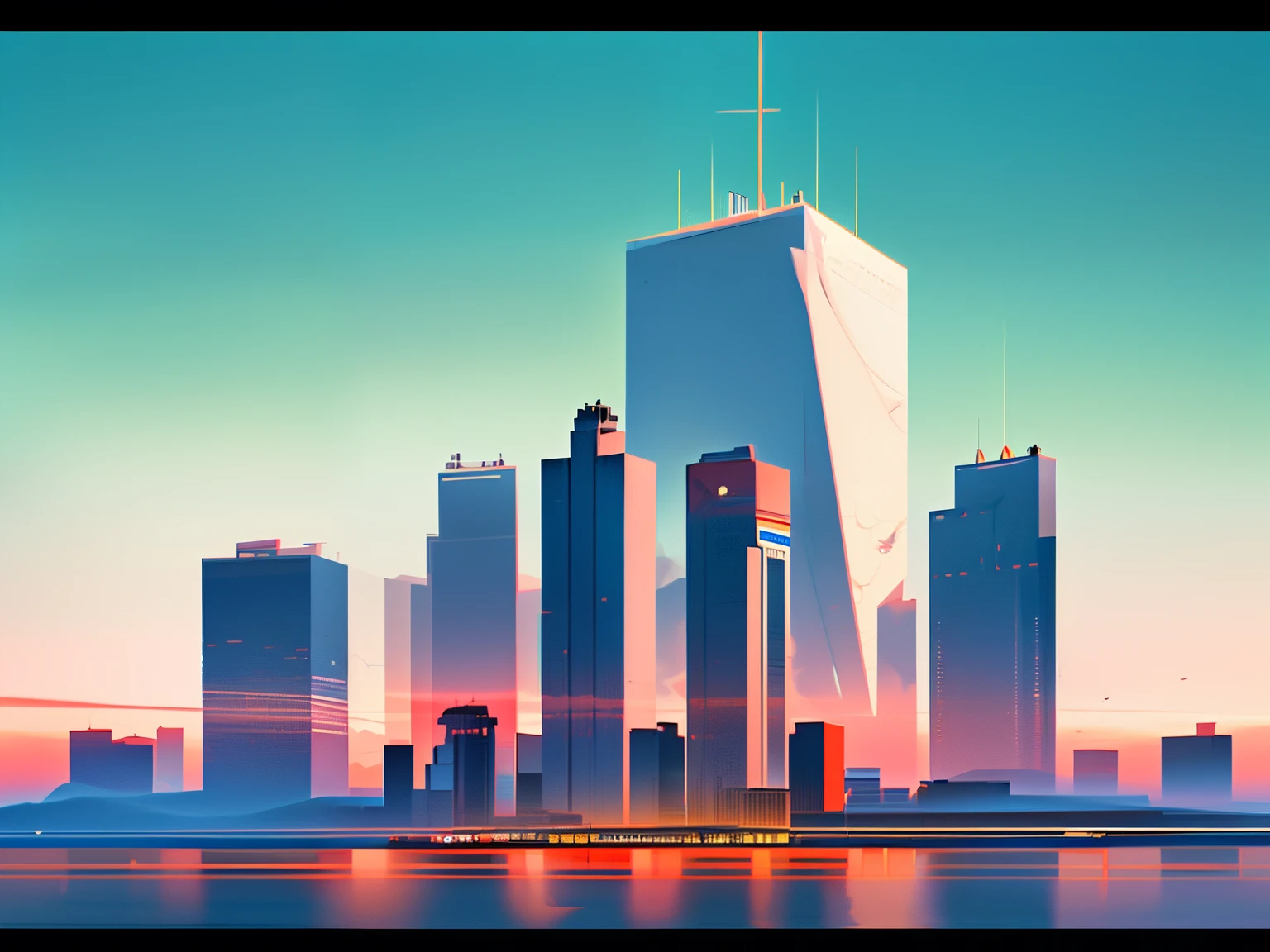 A fantastic city scene，large commercial style，Large game CG scenes，16K HD resolution