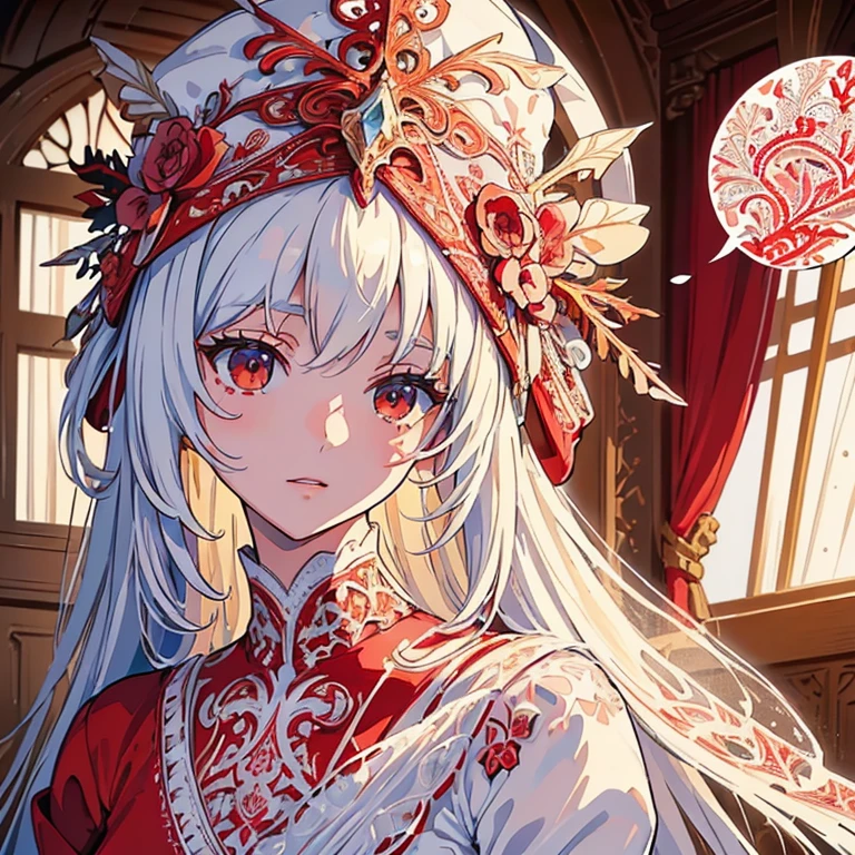 Fun, vast landscape, beautiful eyes, girl looking at the Christmas tree, indoors, Christmas, white theme, red theme, Christmas costume, official art, high quality, novel illustrations, best, high resolution, top quality, highly detailed , Masterpiece, Rich Watercolor, Colorful, (Delicate Details, Intricate Composition: 1.5), (Calligraphy Brushstrokes, Texture: 1.3), (Delicate Details, Intricate Composition: 1.5),