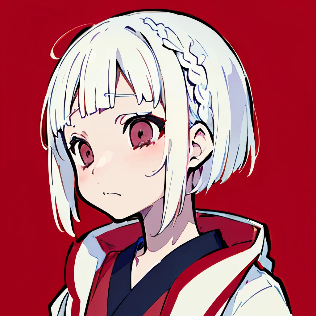 (((masutepiece, Illustration, strong contour background,facefocus, a japanese girl, Suit, White hair, french braids, Short hair,sad
