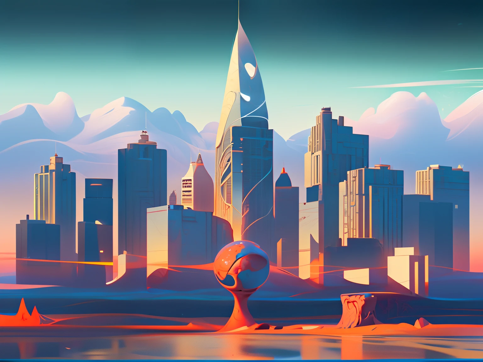 Paisagem urbana de fantasia,large commercial style,Large game CG scenes,16K HD resolution